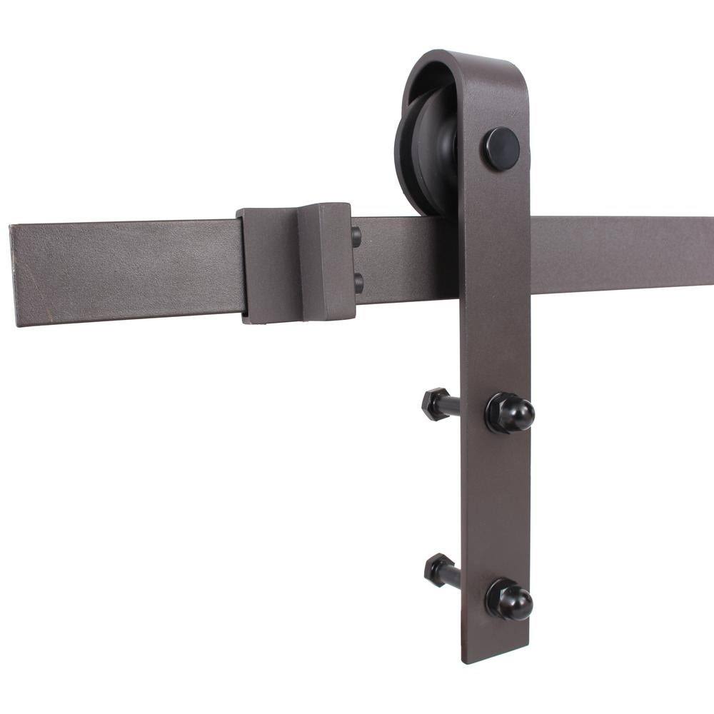 84 in. Walnut Stained Wood Interior Sliding Barn Door with Hardware Kit Y179