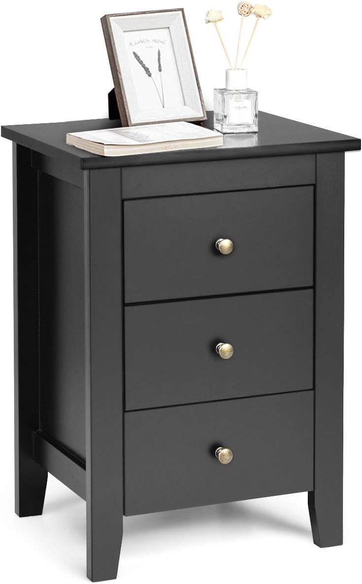 Black 3 Drawer Wood Nightstand U970245