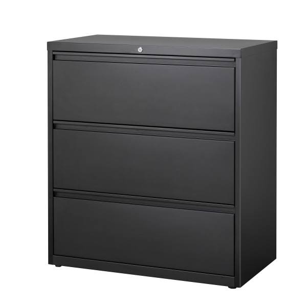 36x22D Lateral 3-Drawer Metal File Cabinet, Black A711