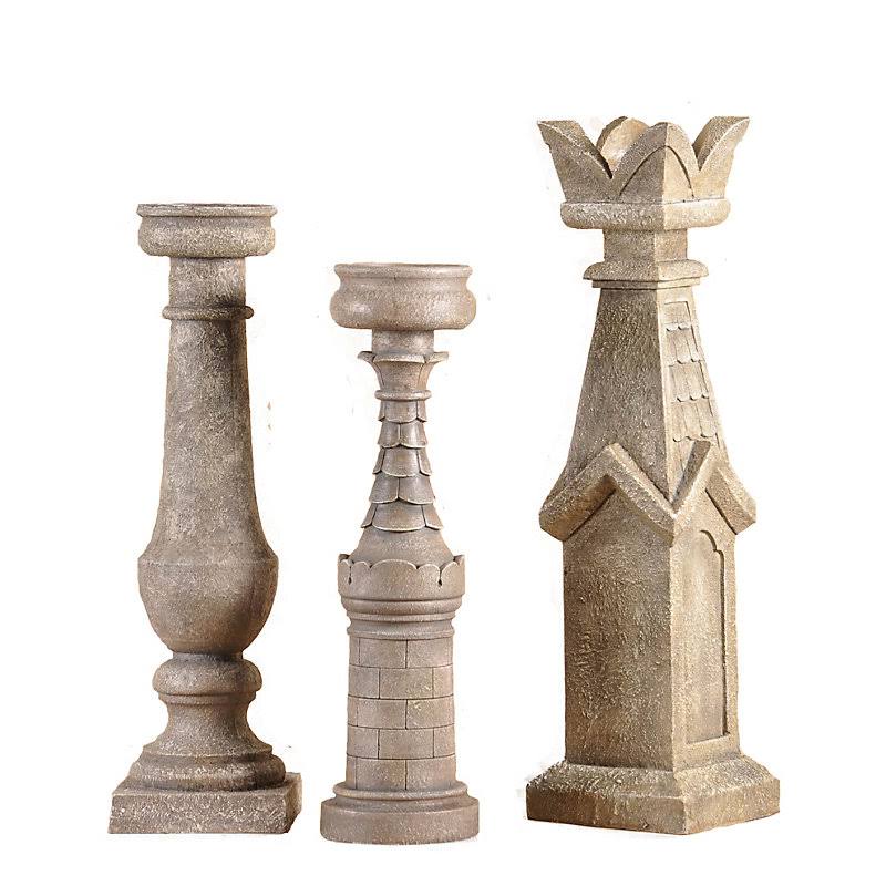 3 Piece Beige Candlestick Set U88029