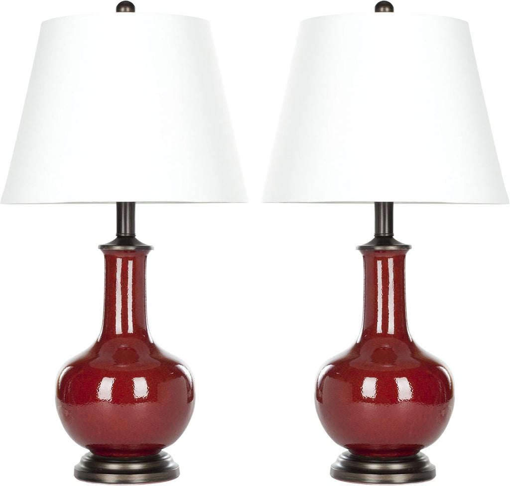 Red Ceramic Table Lamp Set of 2 W4647