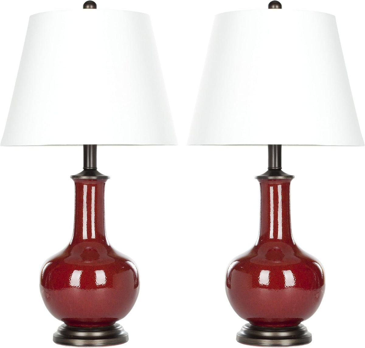 Red Ceramic Table Lamp Set of 2 W4647