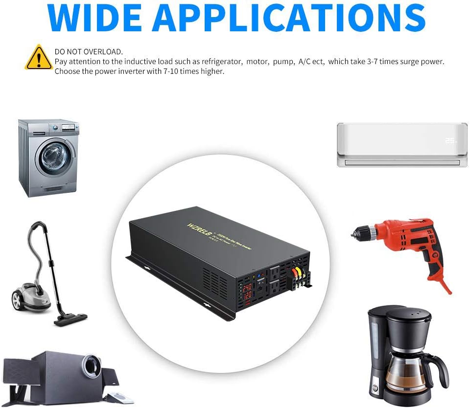 Pure Sine Wave 3500W Power Inverter with Dual AC Outlets V2212