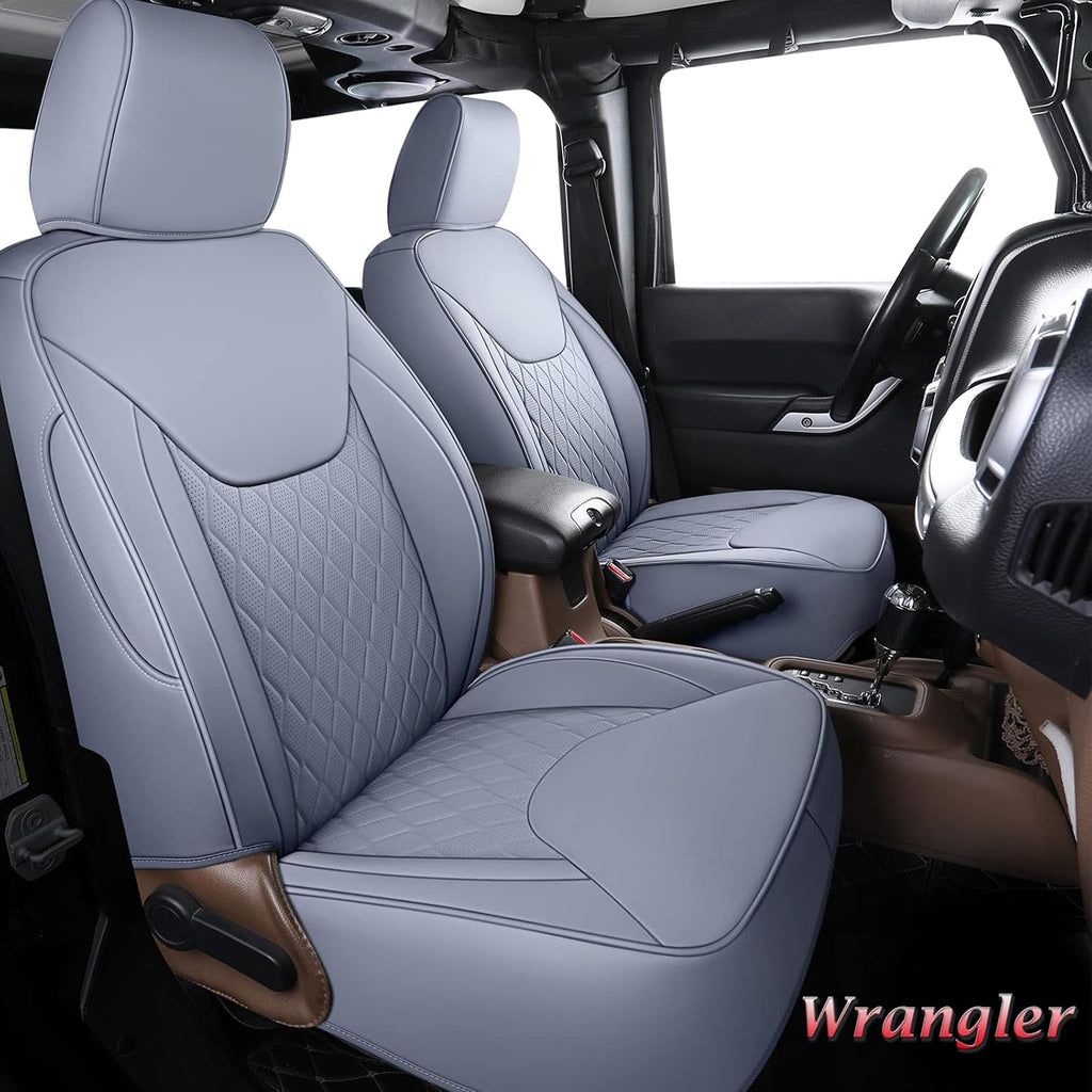 Red 4 Pieces Fabric & Leather Car Seat Covers Full Set W6916