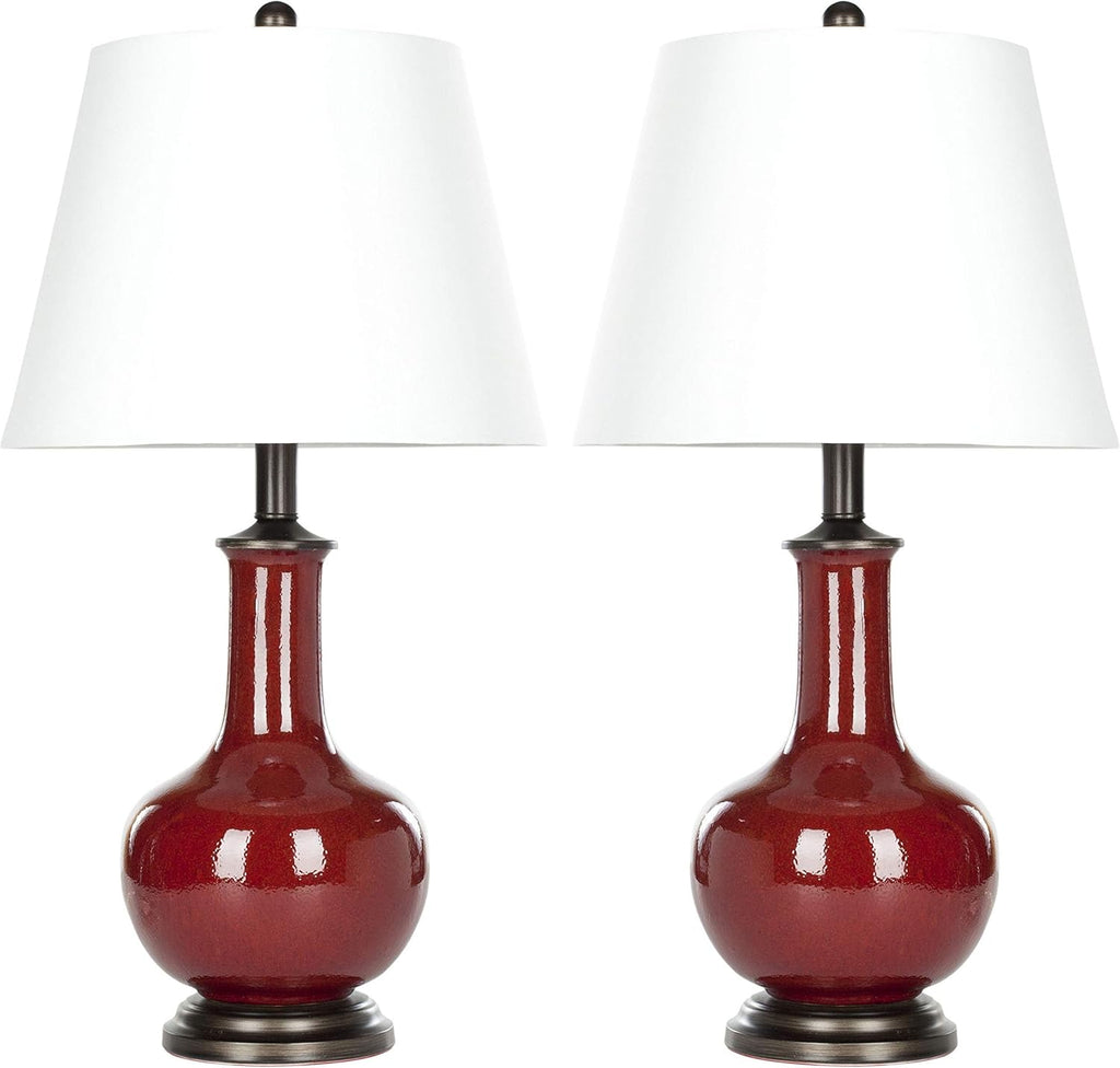 Red Ceramic Table Lamp Set of 2 W4647