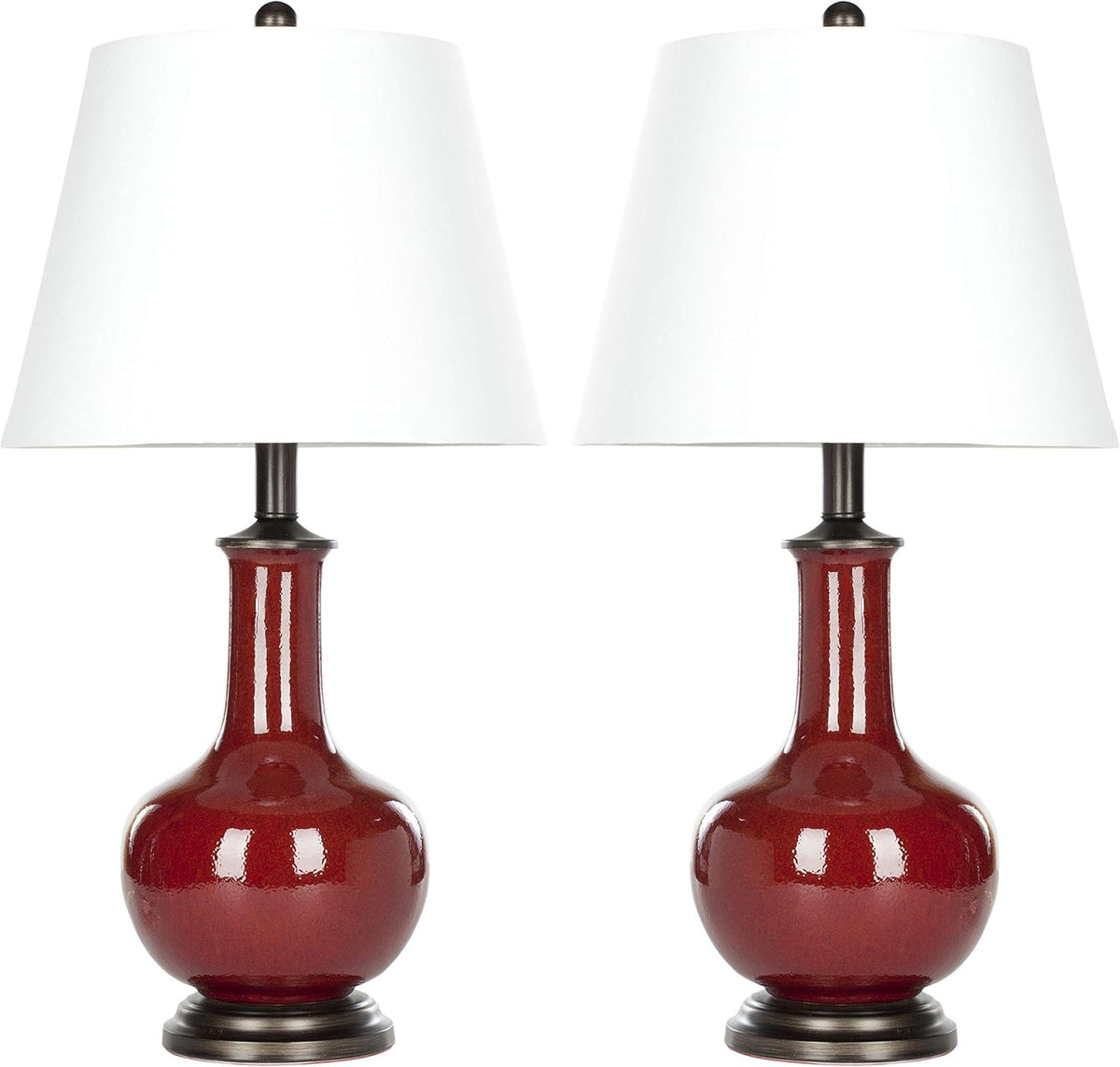 Red Ceramic Table Lamp Set of 2 W4647