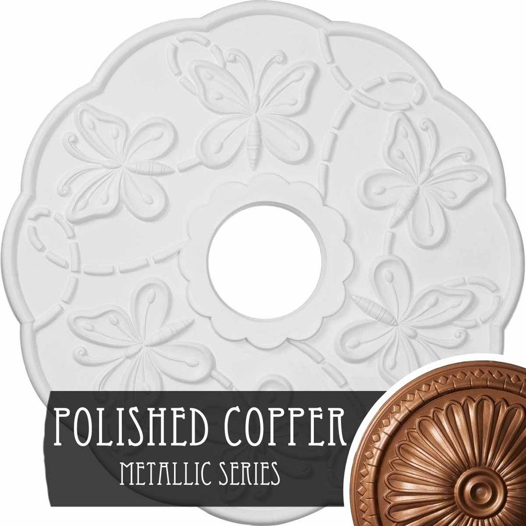 Hand-Painted Polished Copper Butterfly Ceiling Medallion Z646701