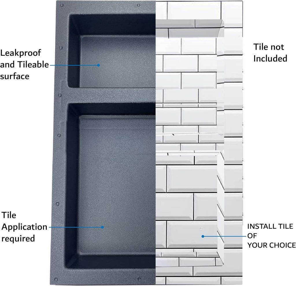 Black Matte Shower Niche Tile Template W209