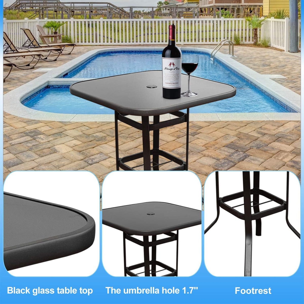 2 PCS All-Weather Padded Textilene Swivel Bar Stools V337304