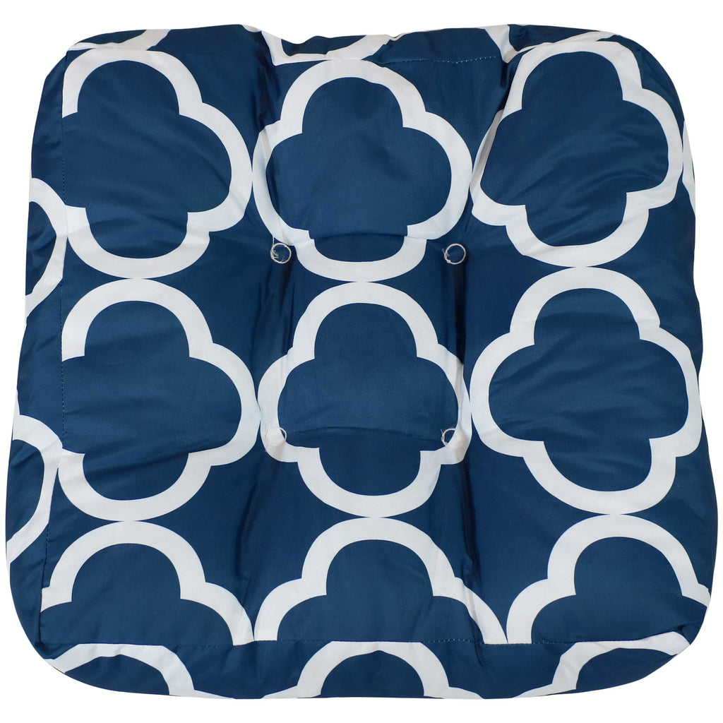 Square Tufted Patio Chair Seat and Back Cushions - 20" - Navy Blue and White - 2pk G563580