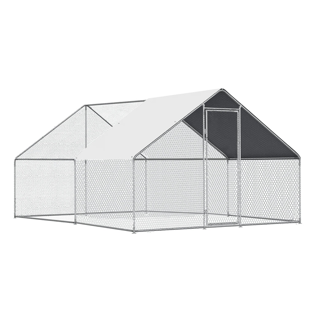 Large Walk-in Metal Chicken Coop with Roof Cover U659976