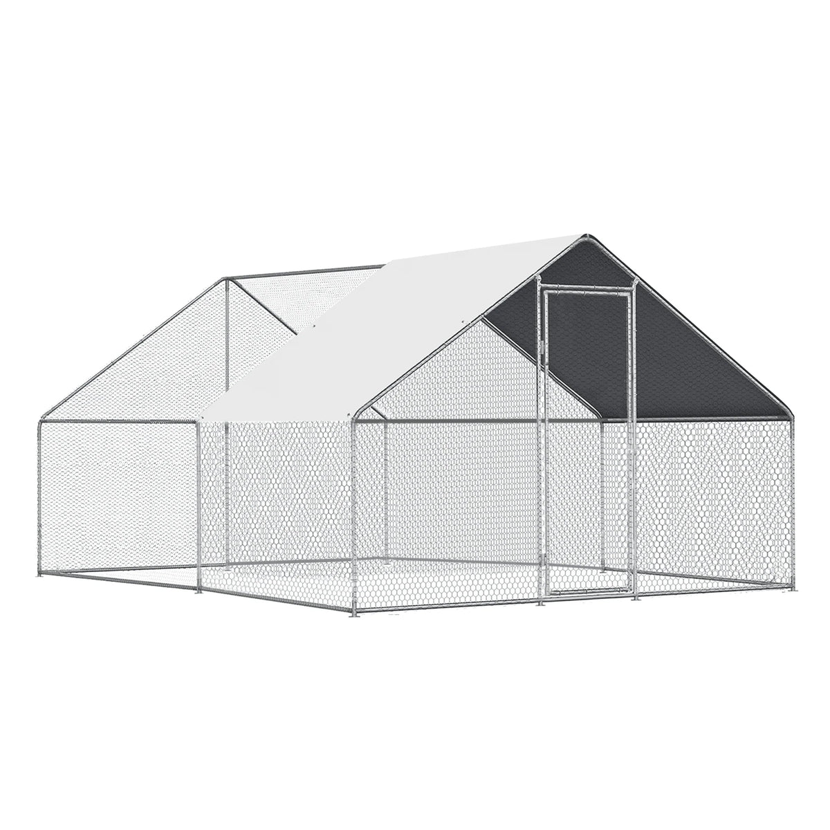 Large Walk-in Metal Chicken Coop with Roof Cover U659976