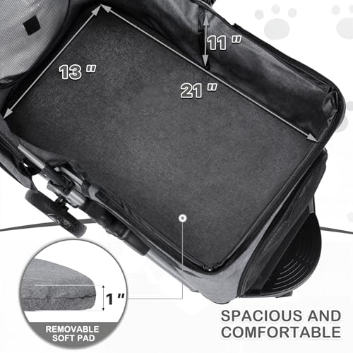 3 Wheels Pet Stroller with Storage Basket and Cup Holder W110502