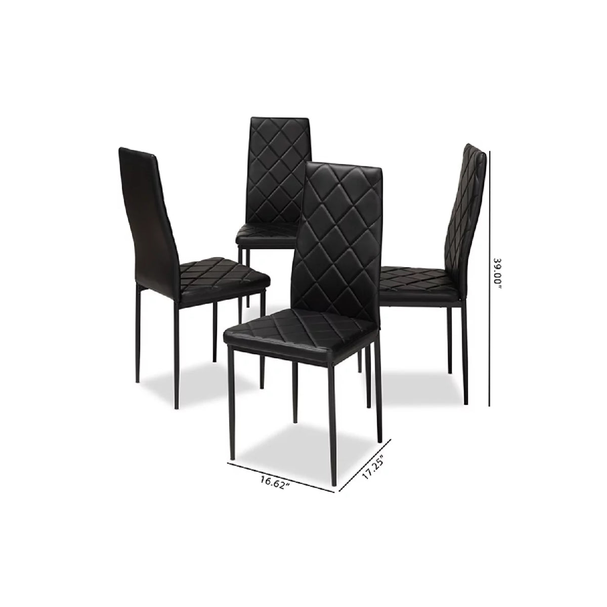 Black Faux Leather Upholstered Dining Chair Set of 4 B6124