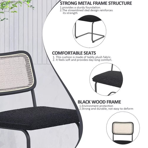 Set of 2 Teddy Velvet Dining Chairs with Metal Legs C9832