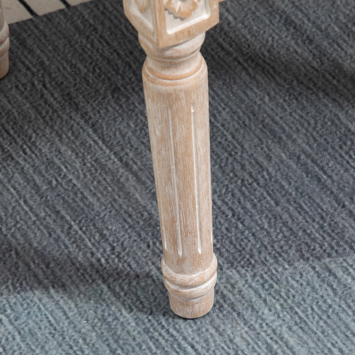 Beige Button Tufted Foot Stool Ottoman E696
