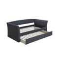 Charcoal Gray Button Tufted Wood Day Bed with Trundle I85245