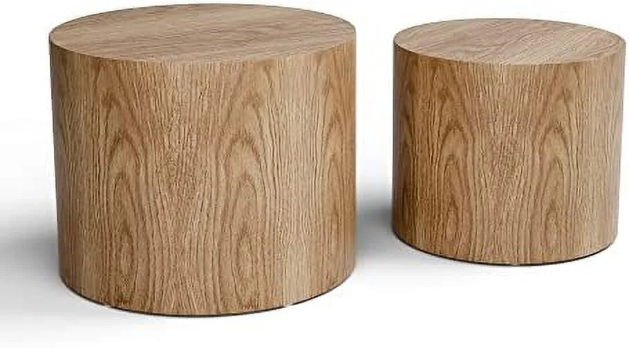 Nesting Coffee Table Set of 2 Modern Wooden Round G73616