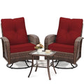3 Piece Rattan Wicker Bistro Set with Glass Top Table W298