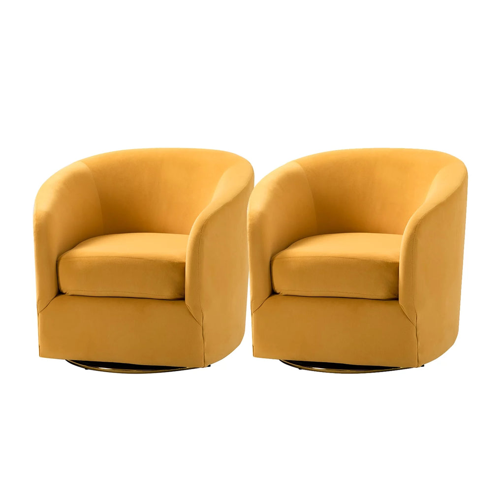 Velvet Swivel Barrel Chair Set of 2 Yellow T982