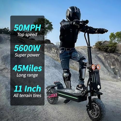 Electric Scooter 5600W Dual Motor 50MPH 45Miles 11" Off Road Folding J926083