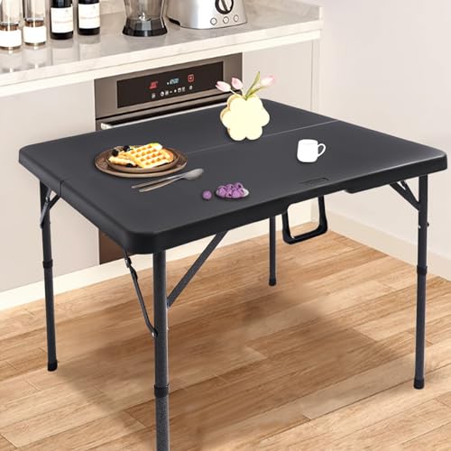 34" Black Folding HDPE Table with Carrying Handle M575752