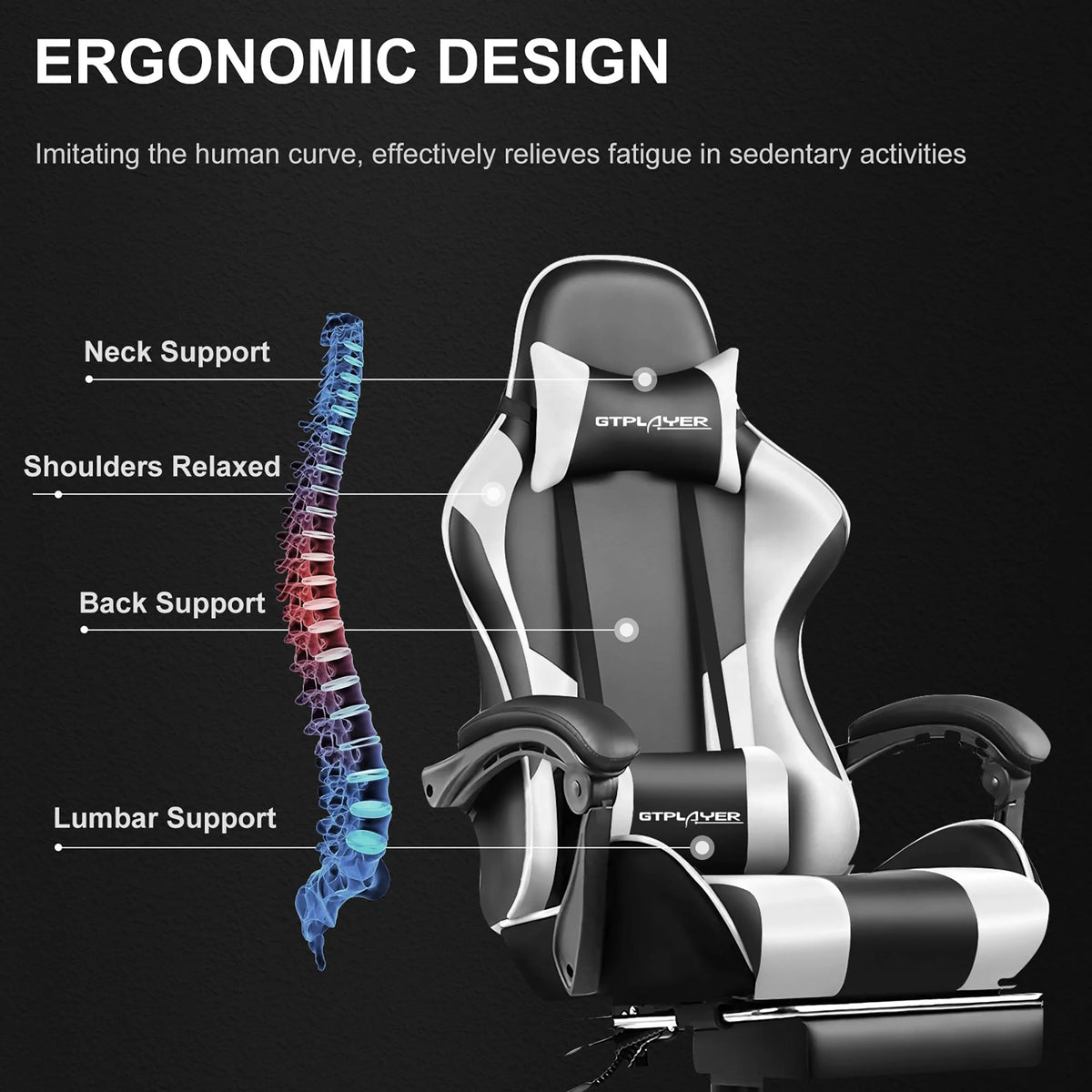 White Gaming Chair with Footrest Q55929