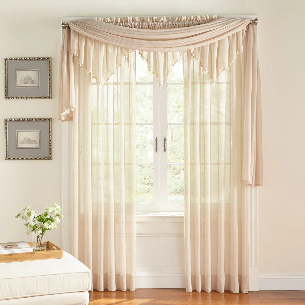 Lilac Crushed Voile Rod-Pocket Window Curtain N895