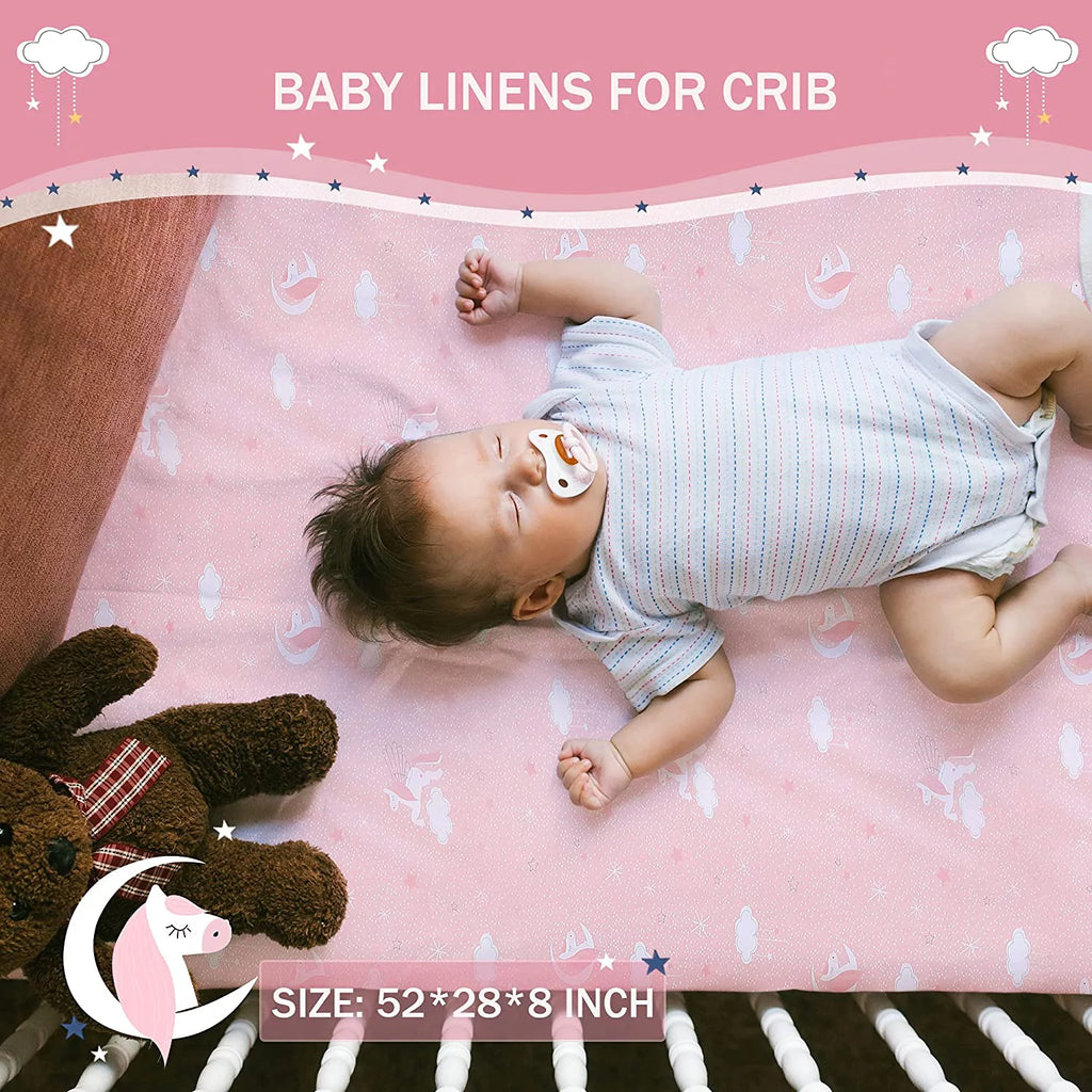 3-Piece Pink Unicorn Crib Bedding Set R781738