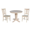 Unfinished Solid Wood Pedestal Dining Table with 2 Chairs L1024