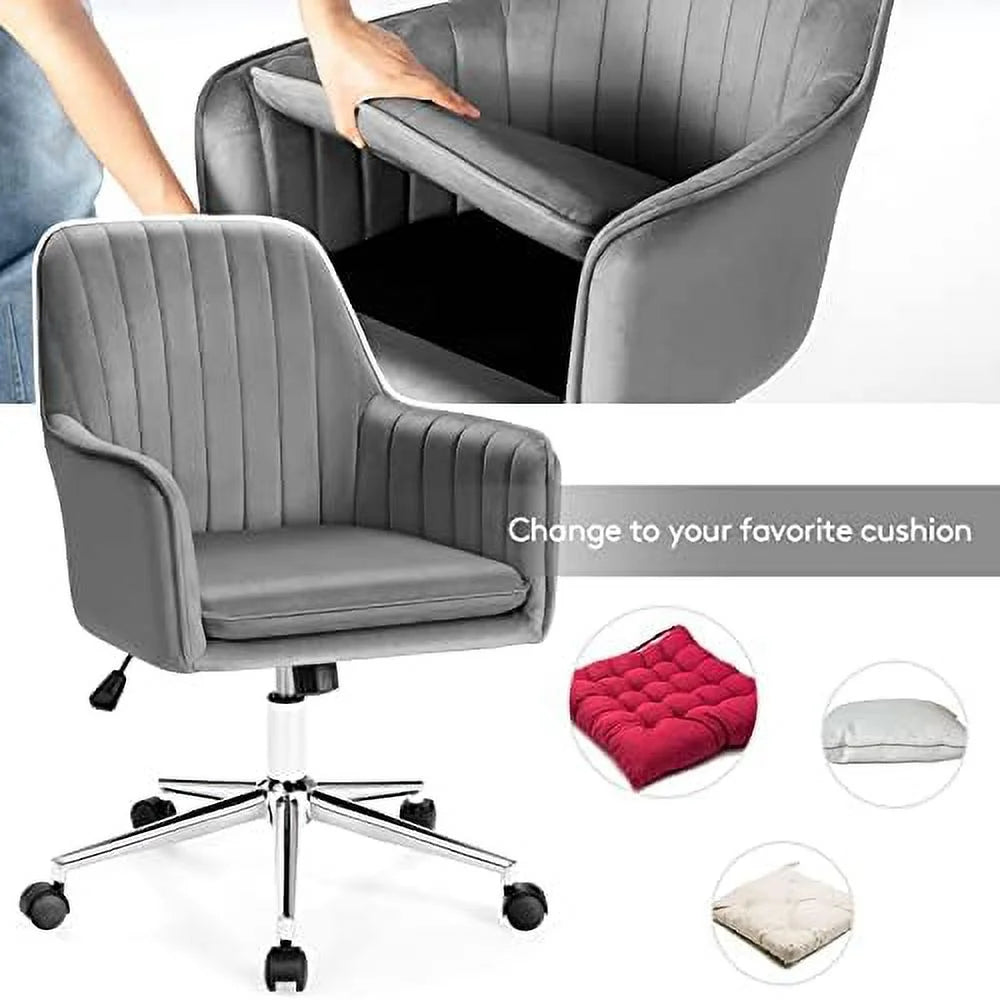 Blue Velvet Tufted Swivel Desk Chair C27675