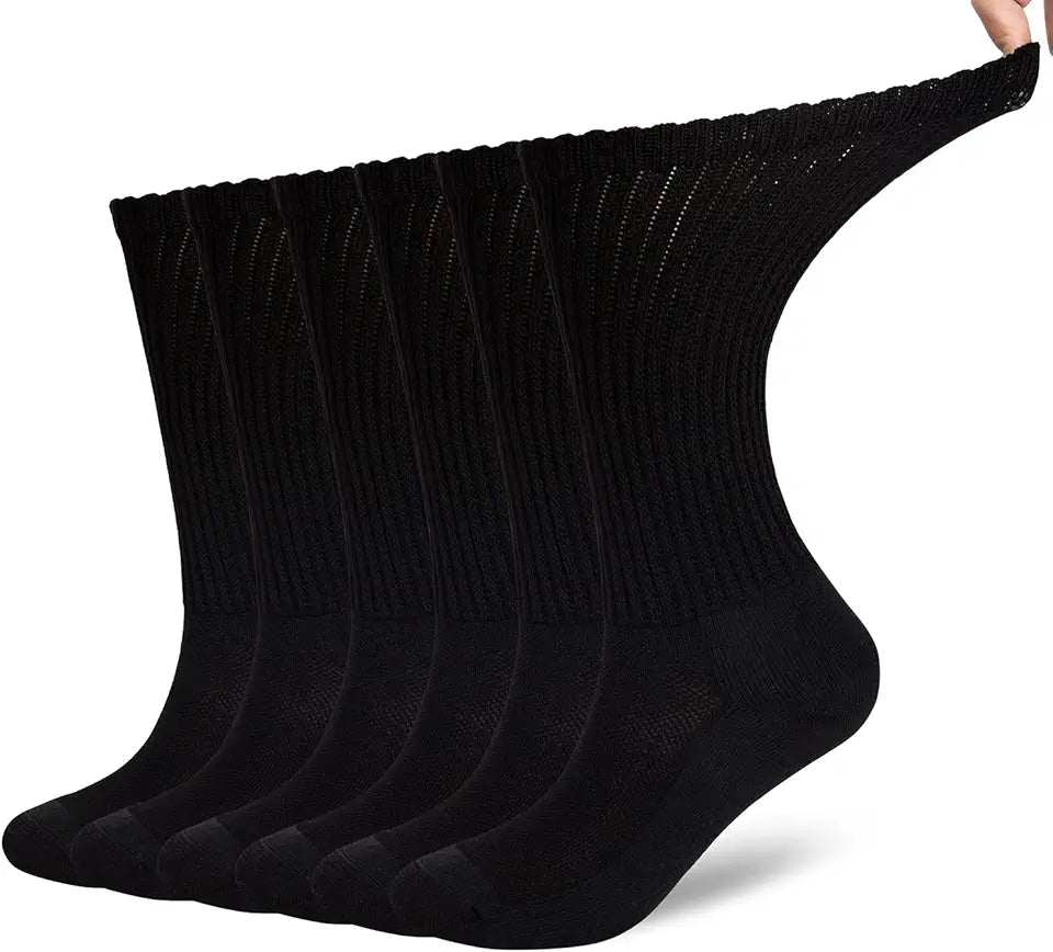 6 Pairs Cotton Diabetic Socks Non-Binding Extra Wide Top J628505