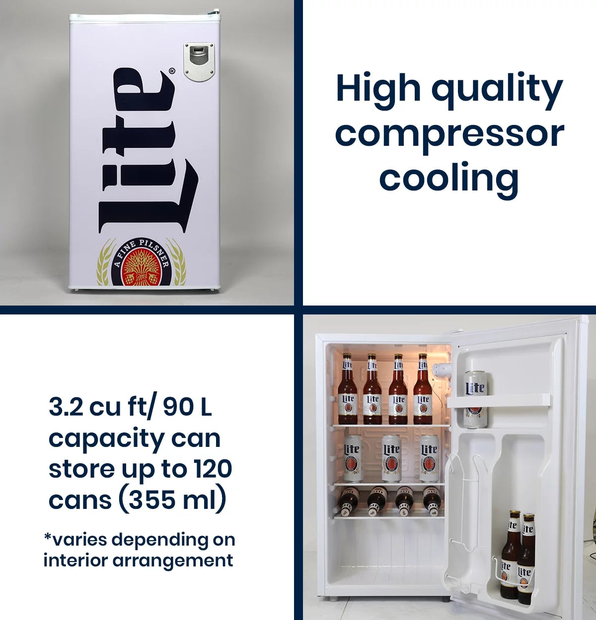 90 Litre Compact Mini Fridge with Bottle Opener E181920