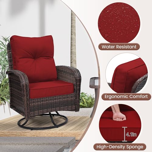 3 Piece Rattan Wicker Bistro Set with Glass Top Table W298