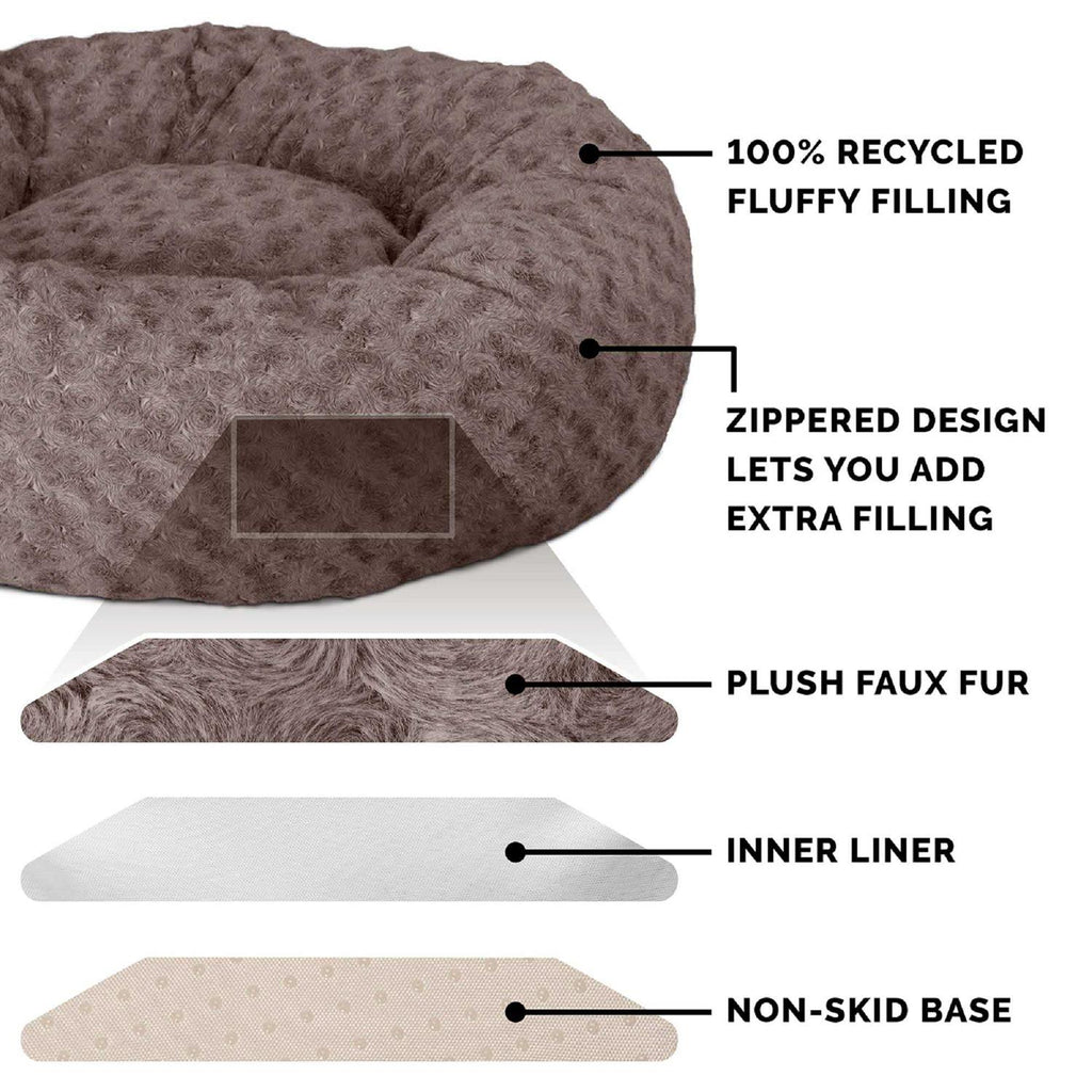 Curly Fur Plush Donut Dog Bed S3044