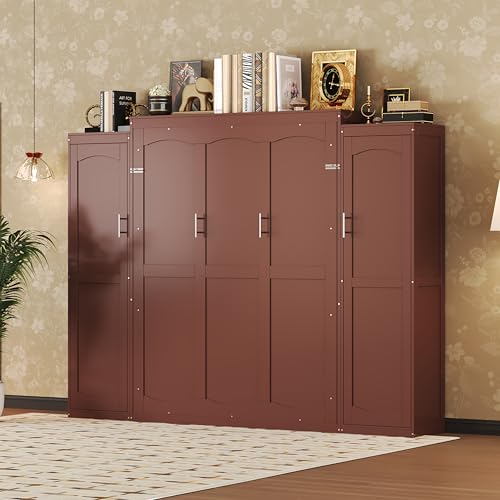 Wooden Murphy Bed with Wardrobe and Storage Shelf C487988