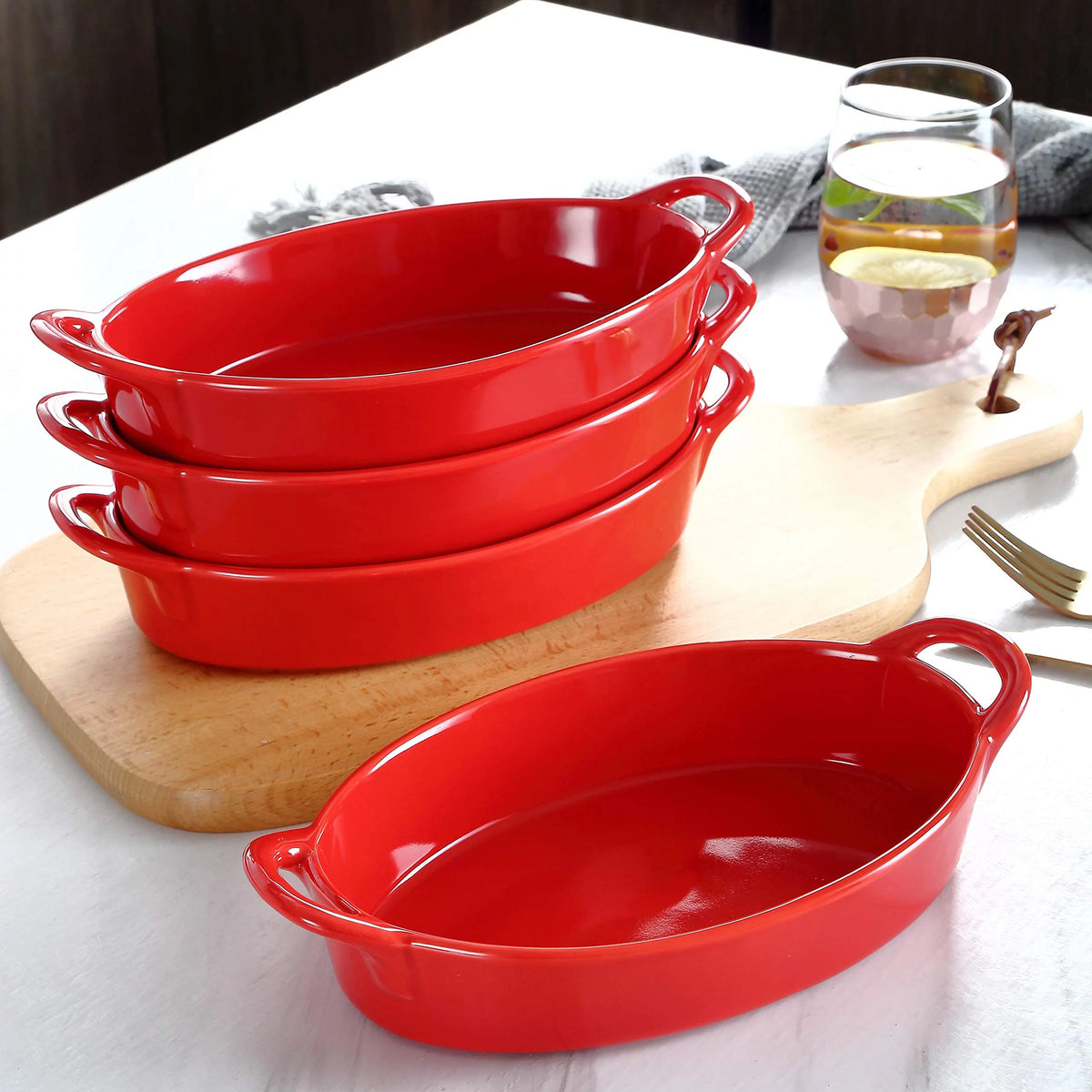 Set of 4 Oval Porcelain Baking Dishes K68560