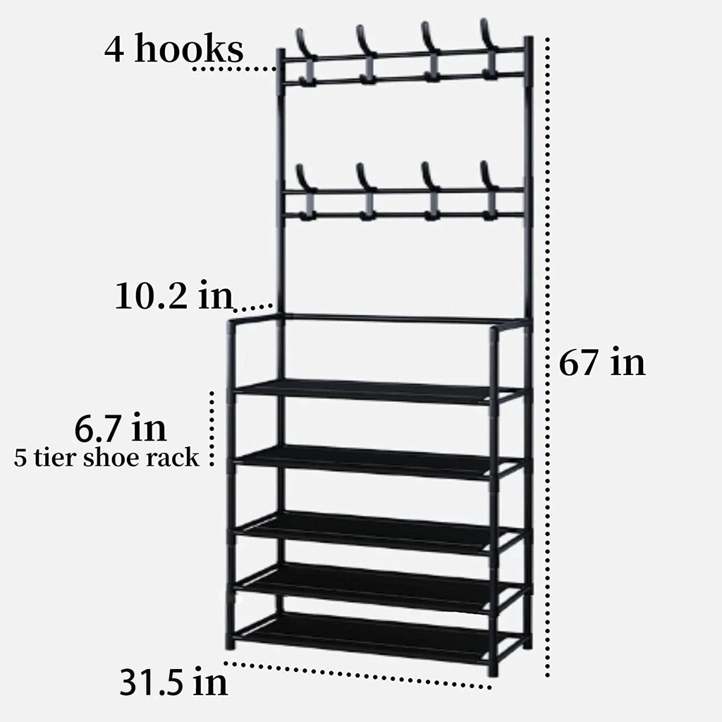 Entryway Bench with Coat Rack and Shoe Bench I215883