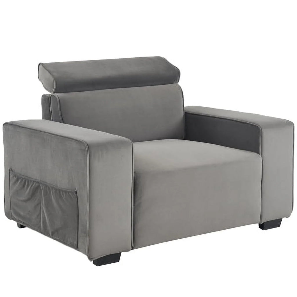 Brown Single Sofa with Side Pockets J80075