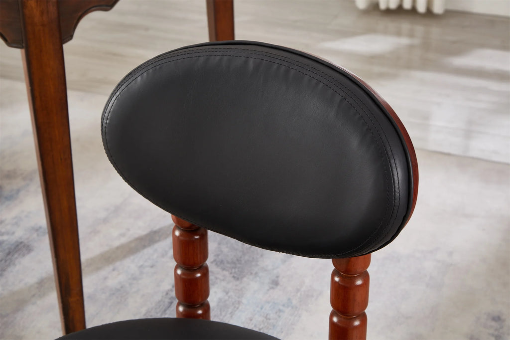 Set of 2 Black Upholstered Dining Chairs with Wood Legs T679