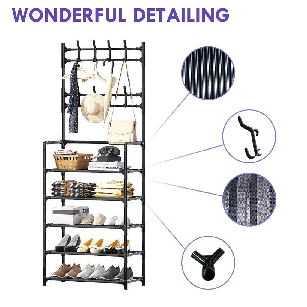 Entryway Bench with Coat Rack and Shoe Bench I215883