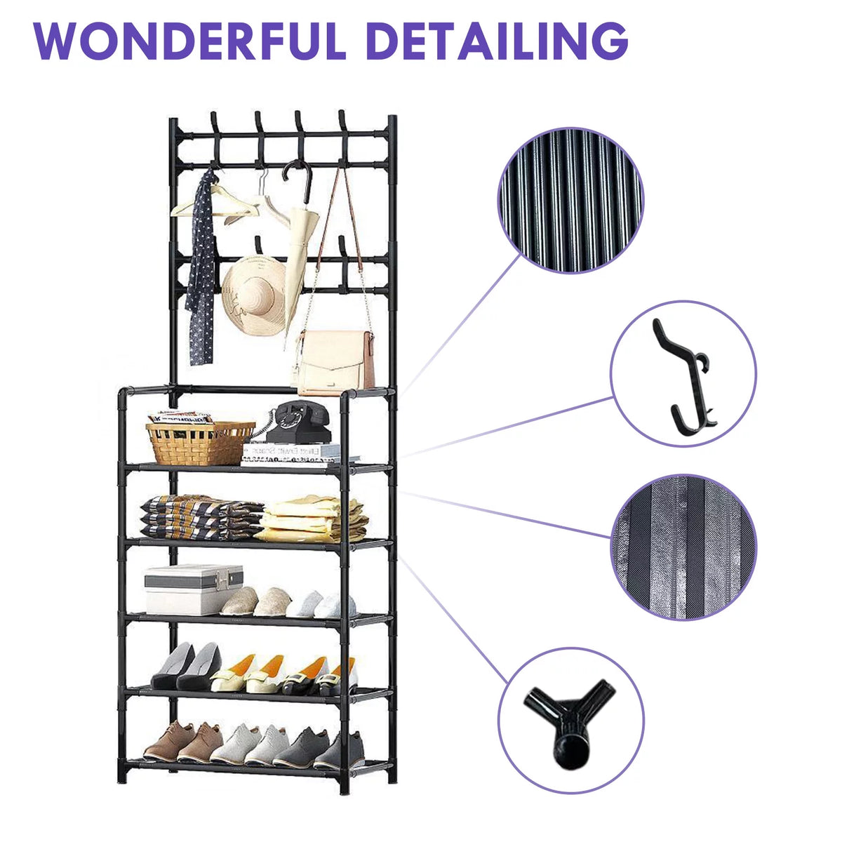Entryway Bench with Coat Rack and Shoe Bench I215883
