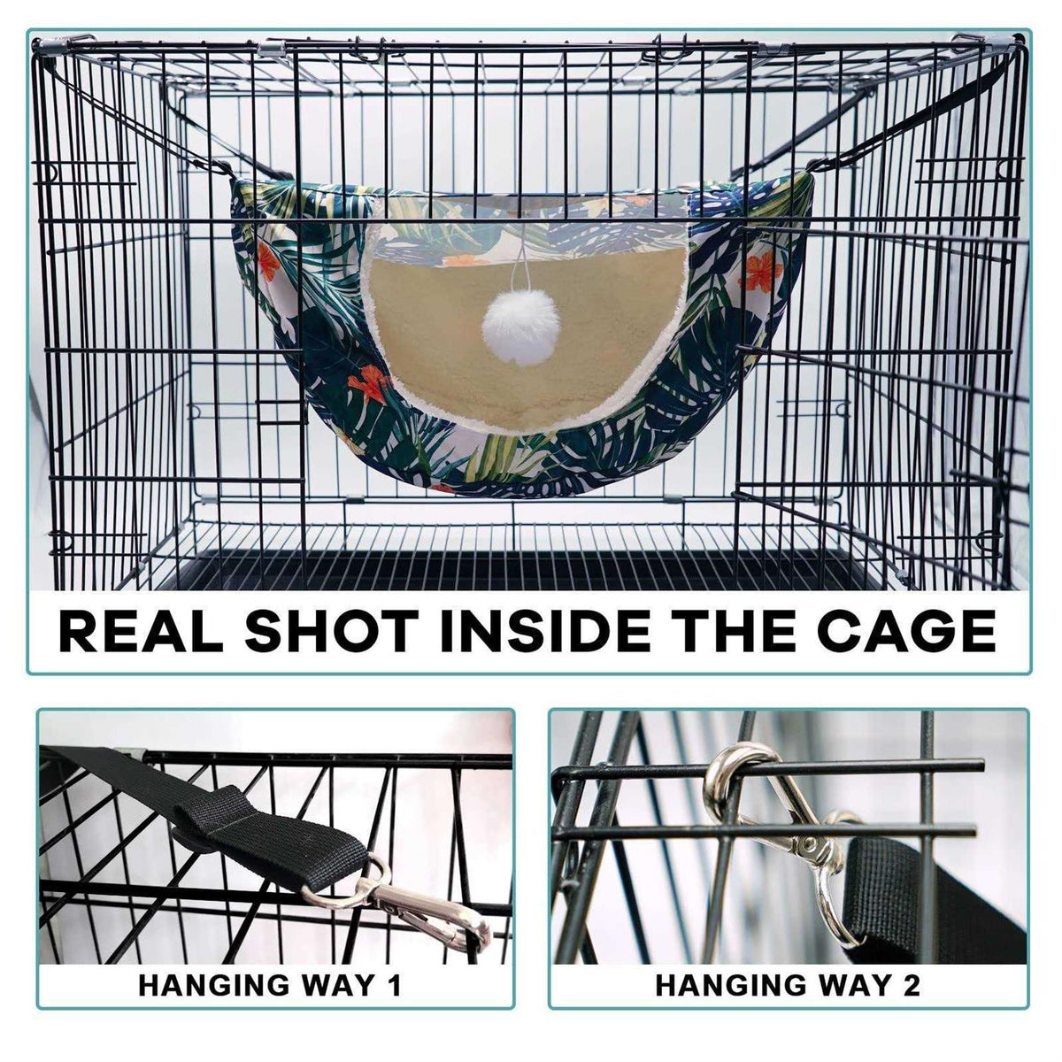 Cat Cage Hammock Double Layer Plush Hanging Pet Bed F753730