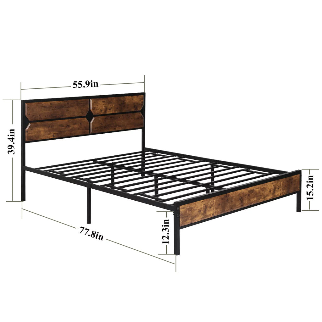 Full Size Platform Bed Frame and 2 Nightstands Set of 3 J948