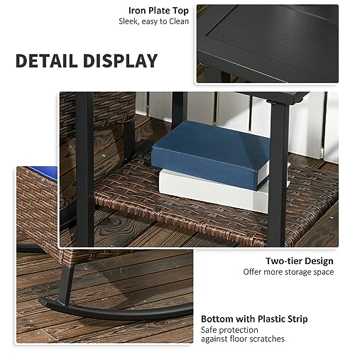 3 Piece Wicker Patio Rocking Chair Set with Coffee Table H127