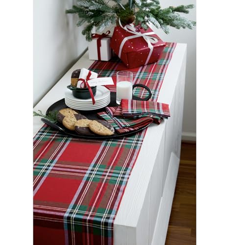 100% Pure Linen Green Tartan Plaid Table Runner 14 x 72 Inch N2748