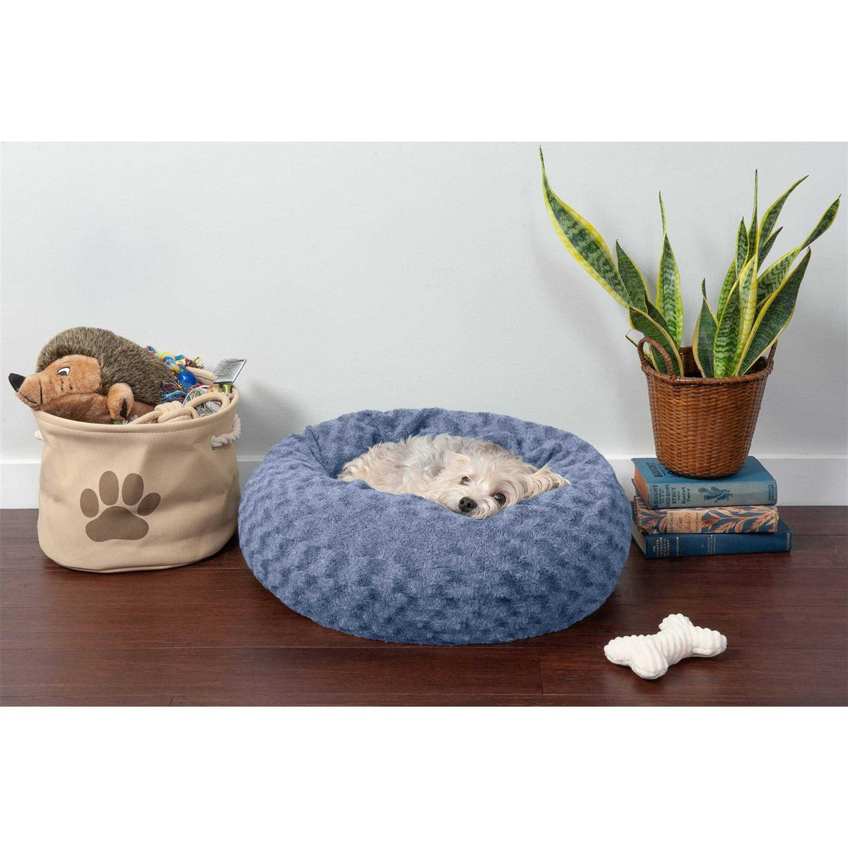 Curly Fur Plush Donut Dog Bed S3044