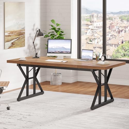 70.8 Inch Brown Black Executive Desk S87919