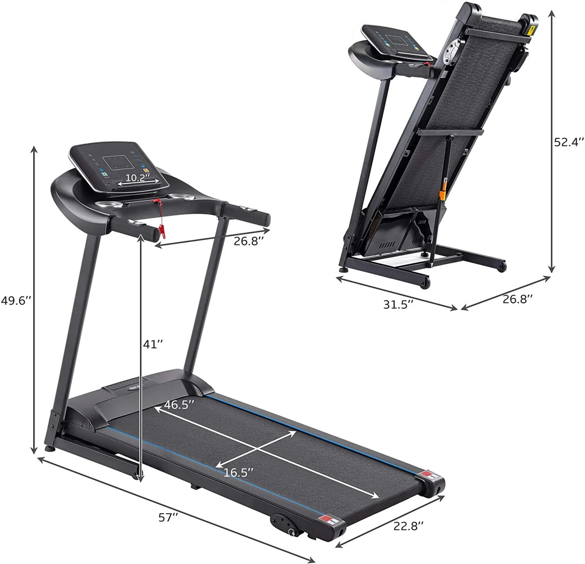 Folding 2.5HP Electric Treadmill with Incline N153255