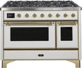 White Dual Fuel Propane Gas Range with Brass Trim E337057